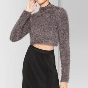 Wild Fable Fuzzy Gray Cropped Sweater. Size S.